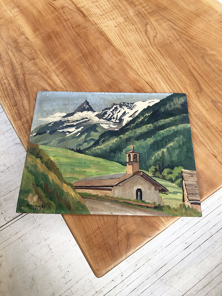Oil painting landscape mountain 1947