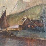 19th century French school, signed oil painting, framed seascape