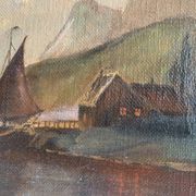 19th century French school, signed oil painting, framed seascape