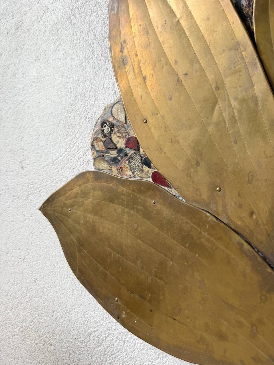 Brass flower oval mirror 1960