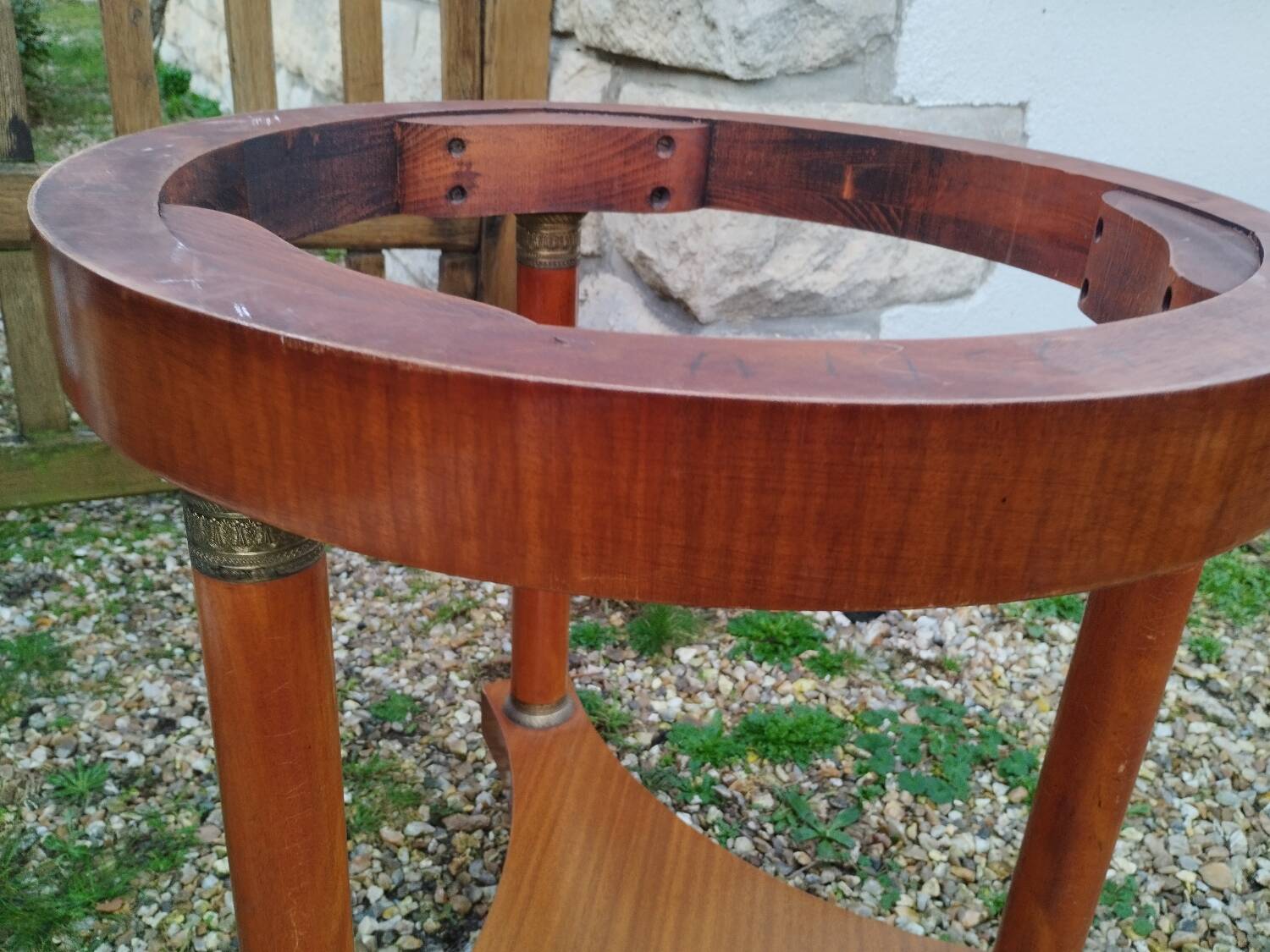 Empire style pedestal table with marble top