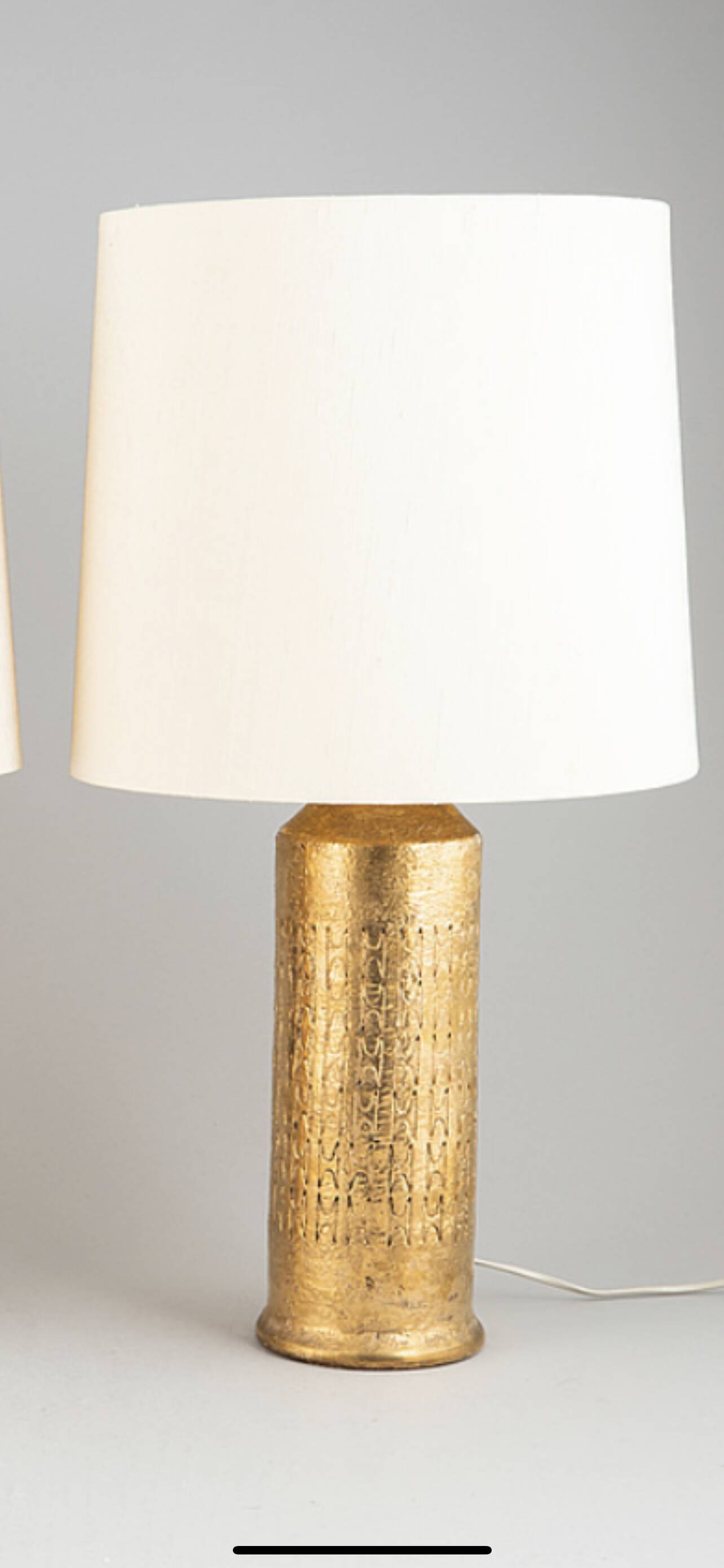 Paire de lampes en céramique Bitossi à glaçure dorée, Italie, 1970