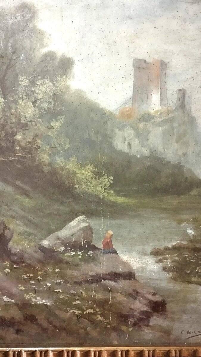 Painting, early 20th century, oil on cardboard, Italy, C. De Consoli