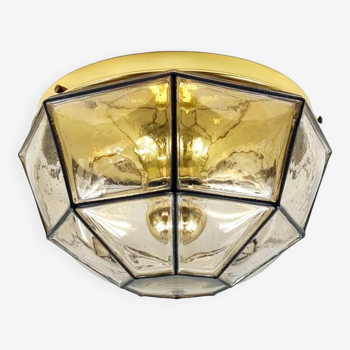 Mid-century iron and glass flush mount from limburg, germany, 1960s