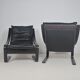 Set of Scandinavian lounge seats with leather cushions, 1970s