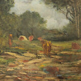 Un chemin avec des vaches Vittorio Bussolino (Turin 1853-1922)