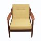 Fauteuil années 1960 jaune pâle, coussins neufs
