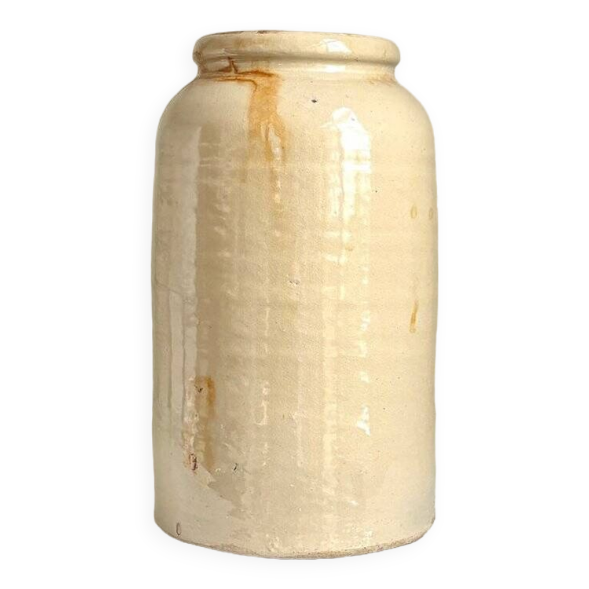 Beige glazed stoneware mustard pot n°4