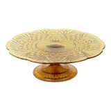Art Deco Amber Cake Stand Depression Glass 33cm