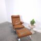 Vintage COR Swing armchair with ottoman, Reinhold Adolf, cognac leather
