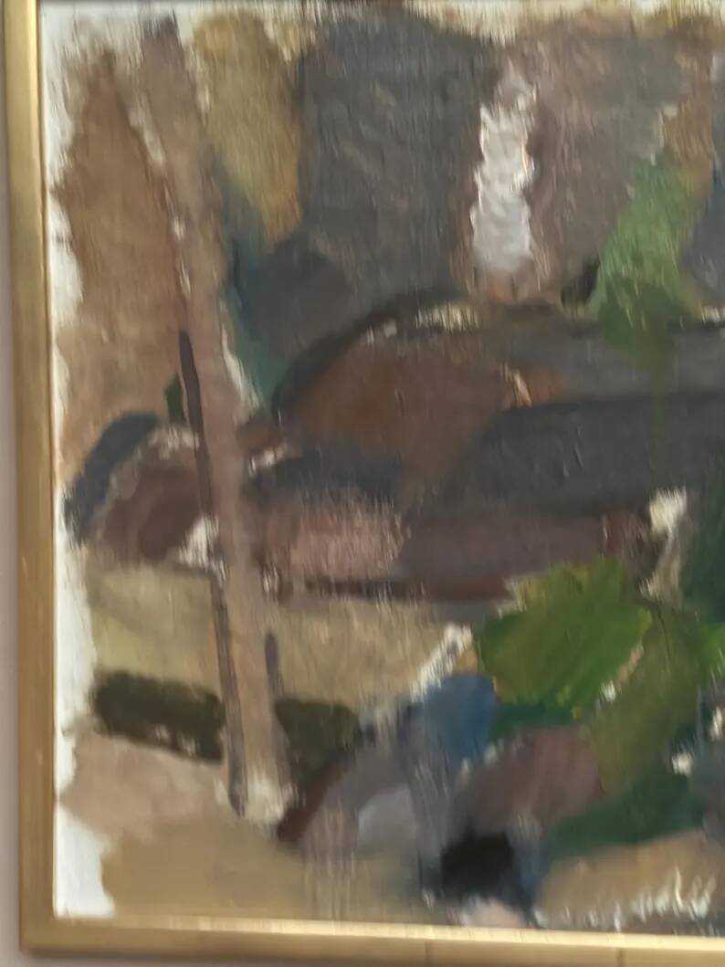 Swedish Oil on Panel“Composition” by Nils Folke Knafve –Vintage & Framed