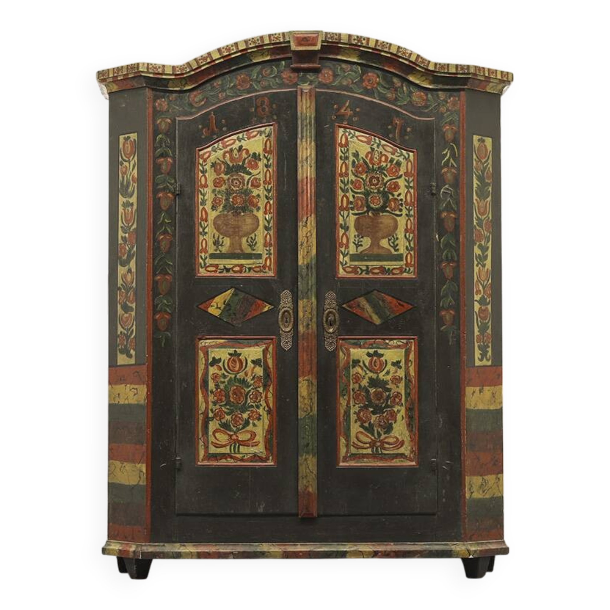 Folk art painted bridal wardrobe