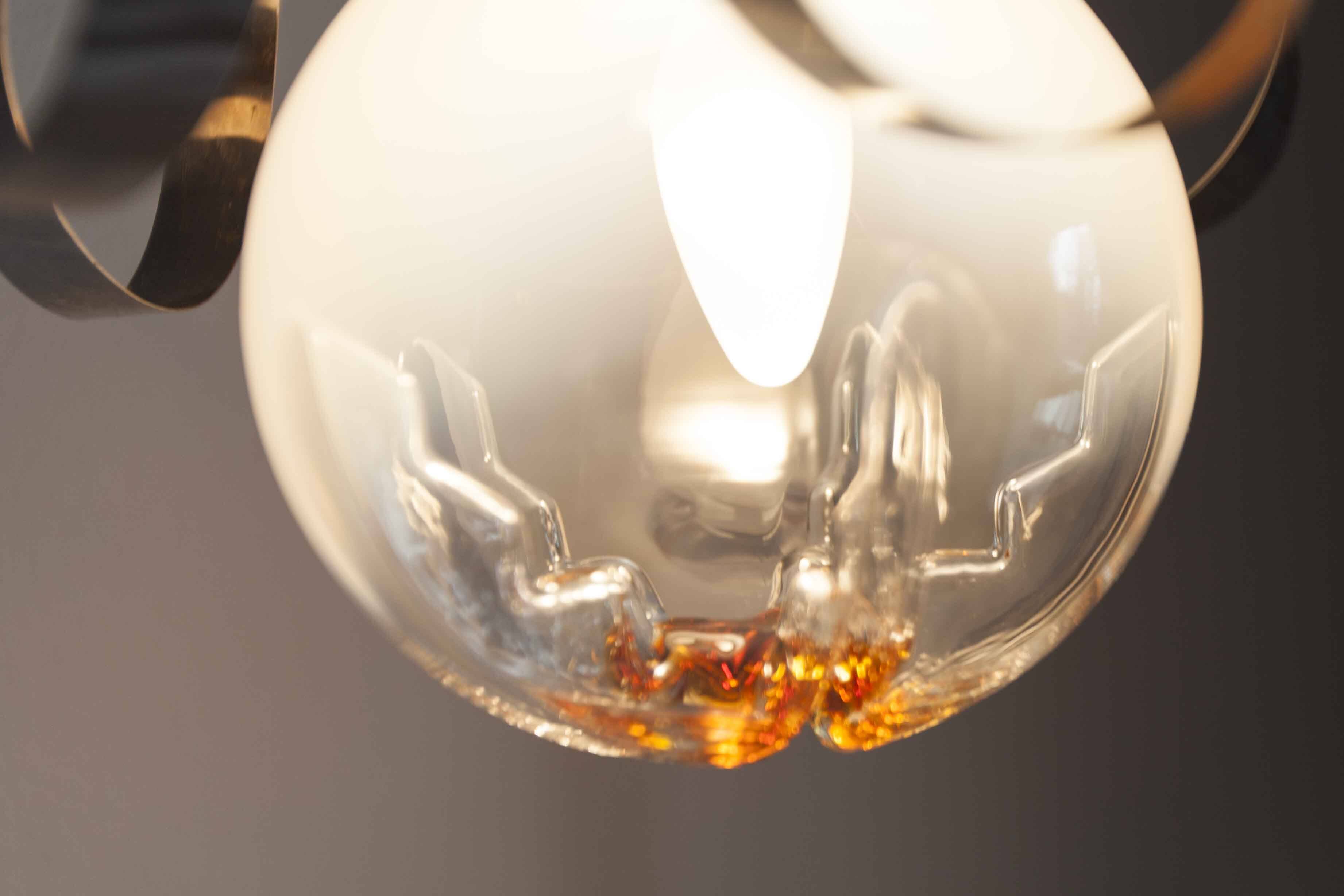 Murano glass globe pendant light, Maazzega edition, Italian design