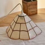 Vintage suspension in pink mother-of-pearl – Stained glass style