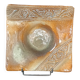Glazed and sculpted stoneware catchall, signed vintage.