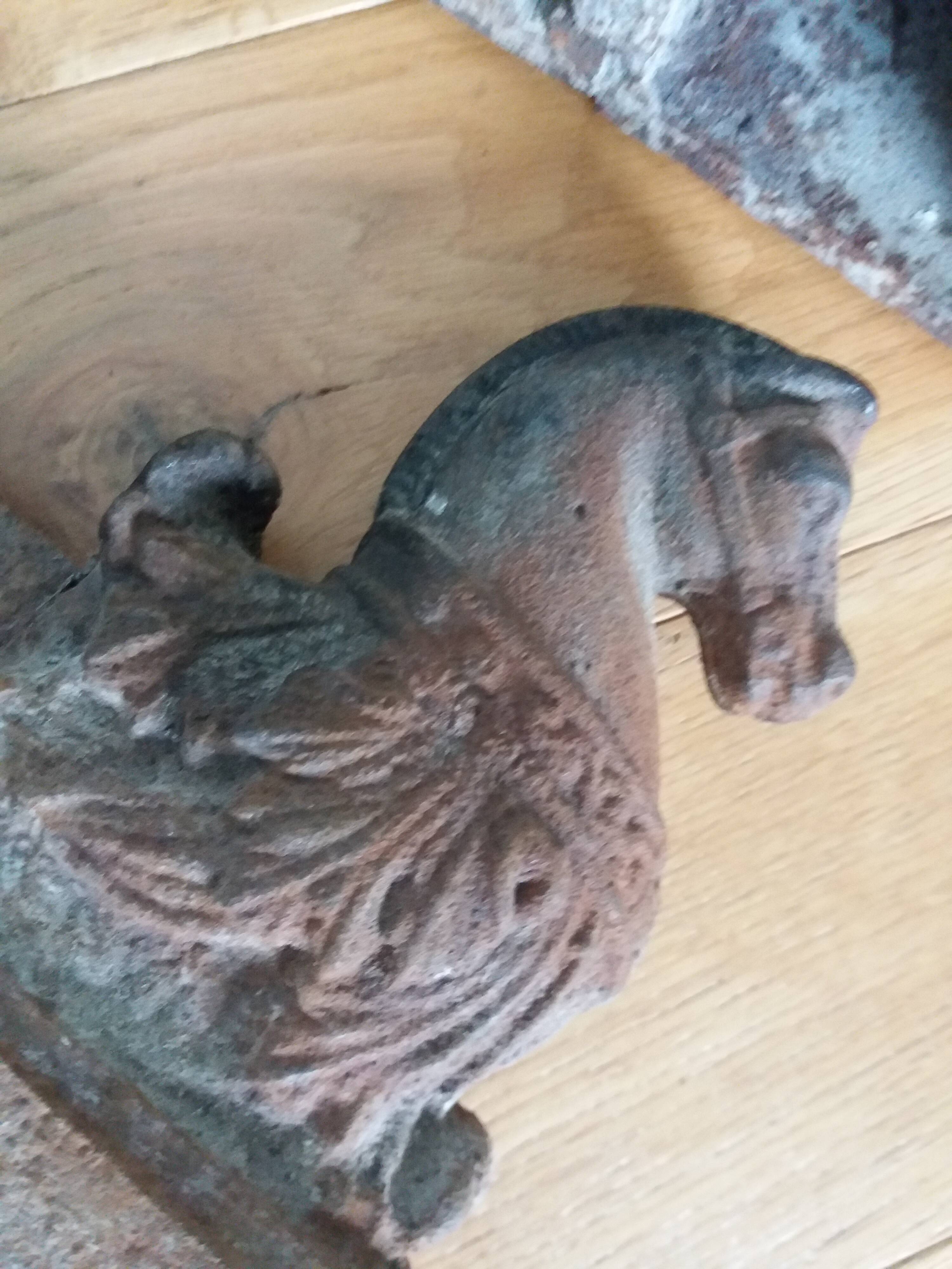 Cast iron andirons, horse head