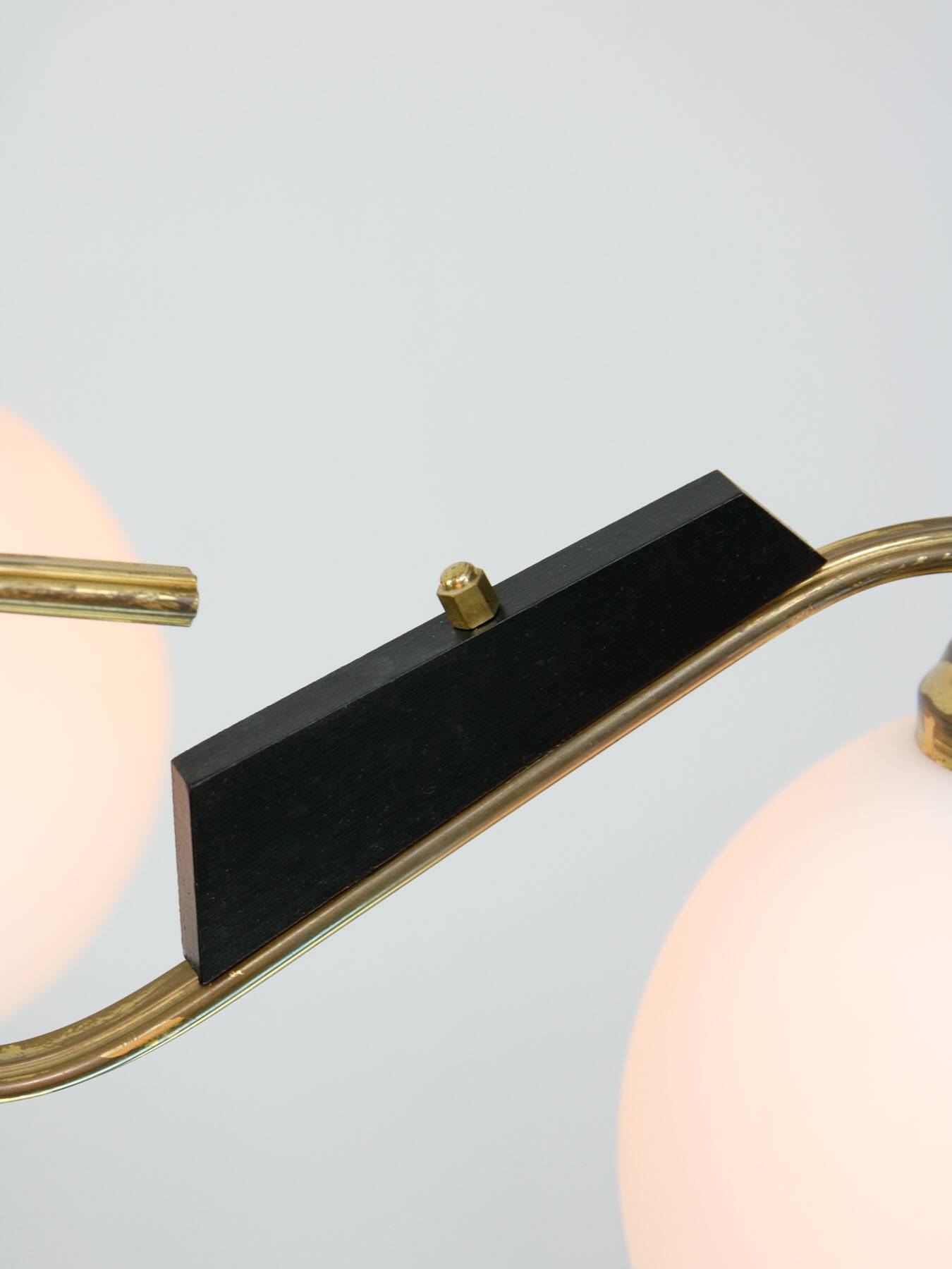 Mid-Century Modern Italian Brass and Opaline Chandelier, 1960