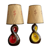 Paire de lampes céramique forme libre vintage années 50