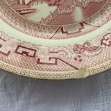 Set of 5 plates and an iron earth cake dish, willow hamage Moulin des loups art deco model