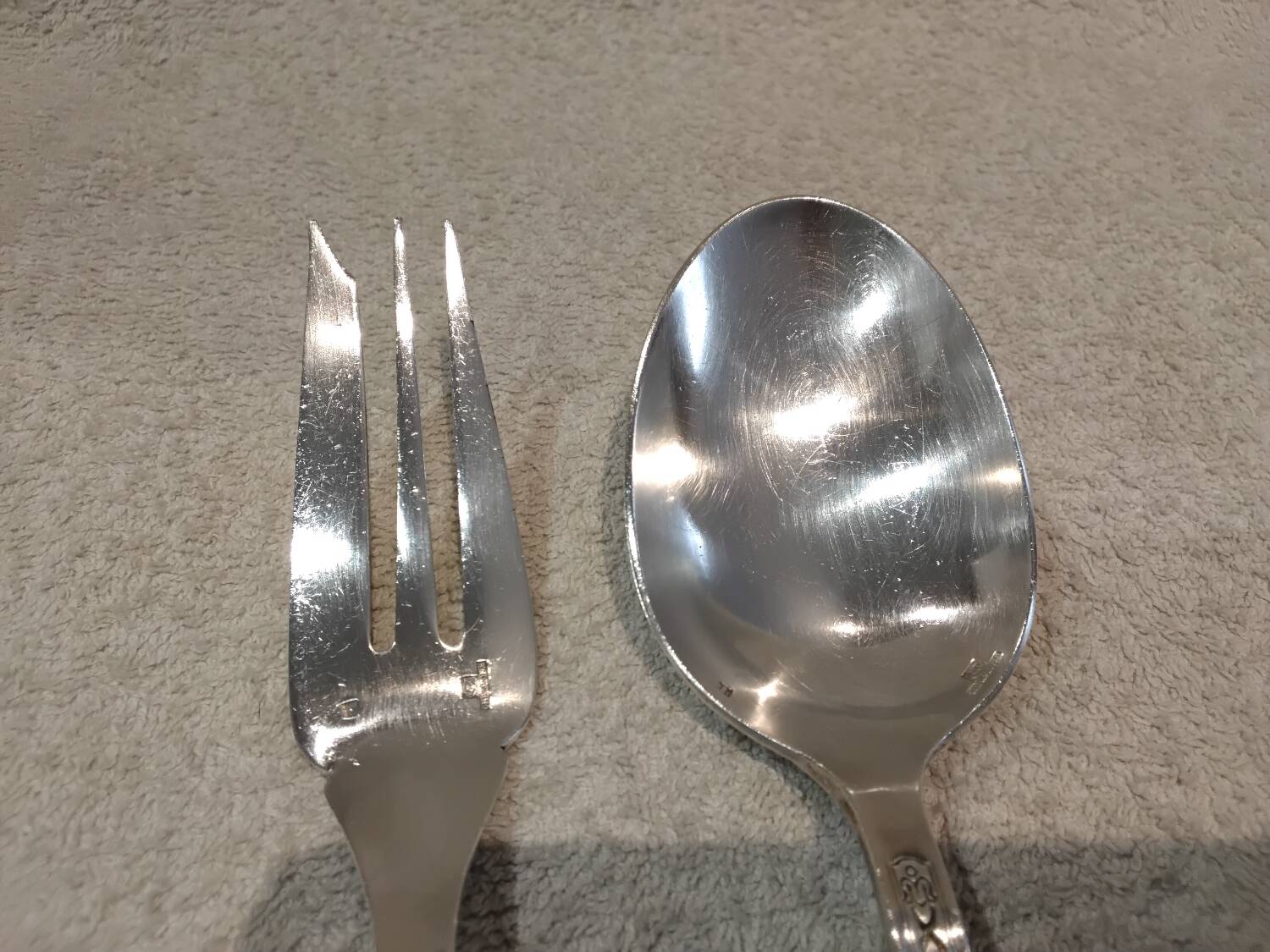 Silver-plated metal stew fork and spoon by Christofle Villeroy