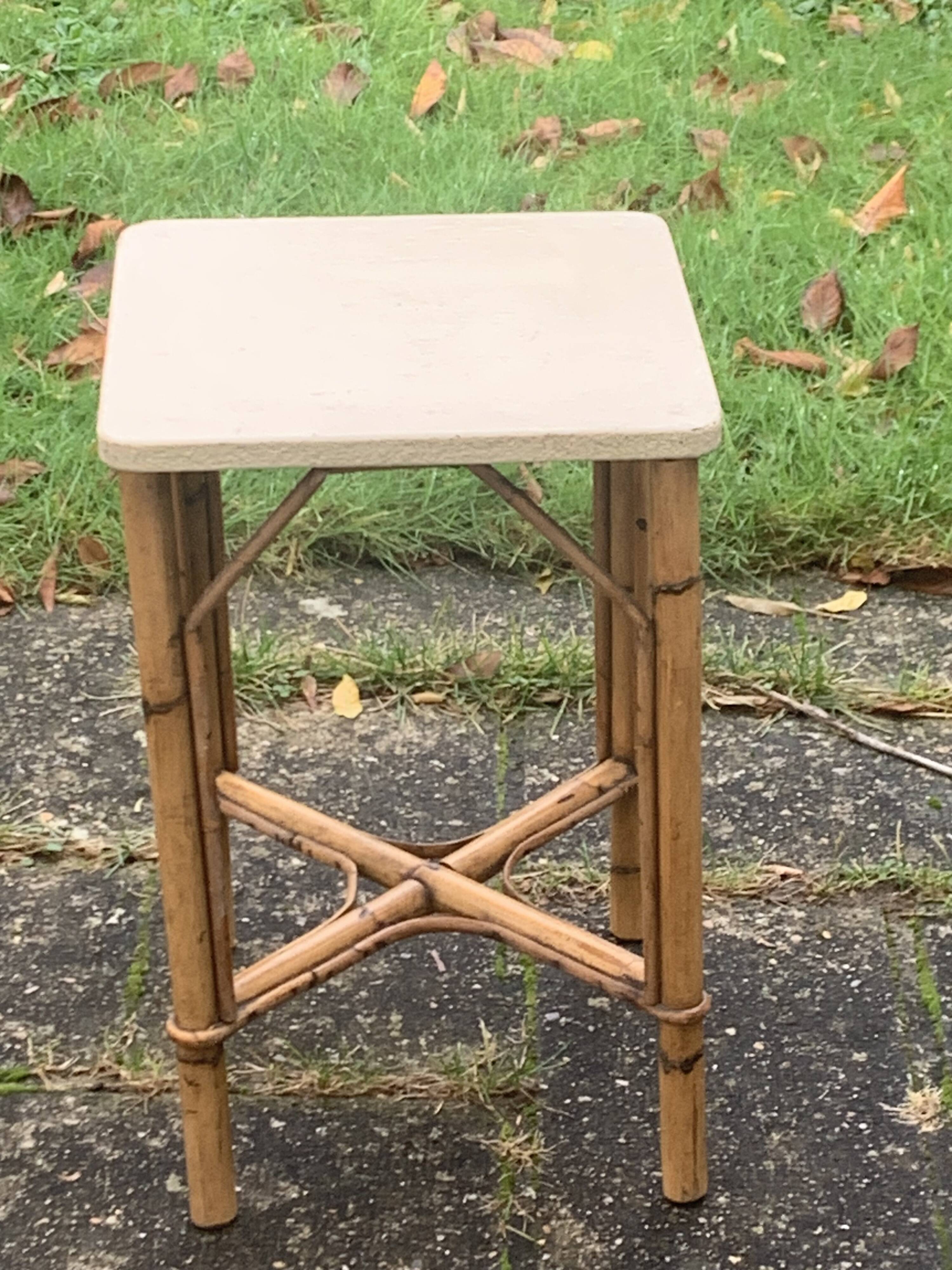 Vintage rattan and wicker side table, bedside table, side table