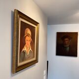 Portrait of the boy in the straw hat 70s/80s, signed