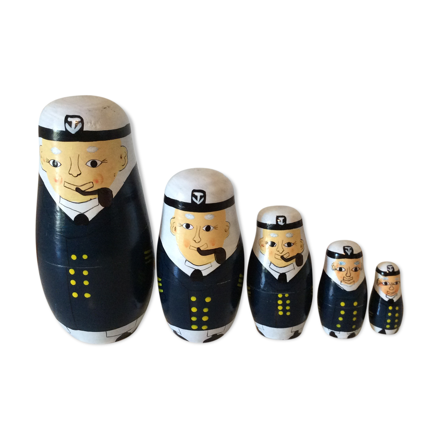 Vintage Russian dolls captain sailor 1980