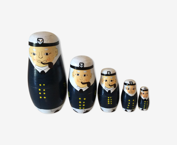 Poupées russes vintage capitaine marin 1980