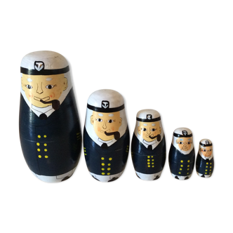 Vintage Russian dolls captain sailor 1980
