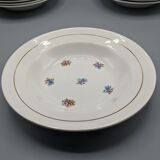 12 hollow porcelain plates, floral decoration and golden ledé - ∅: 23cm