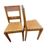 Pair of wooden and rattan bistro chairs