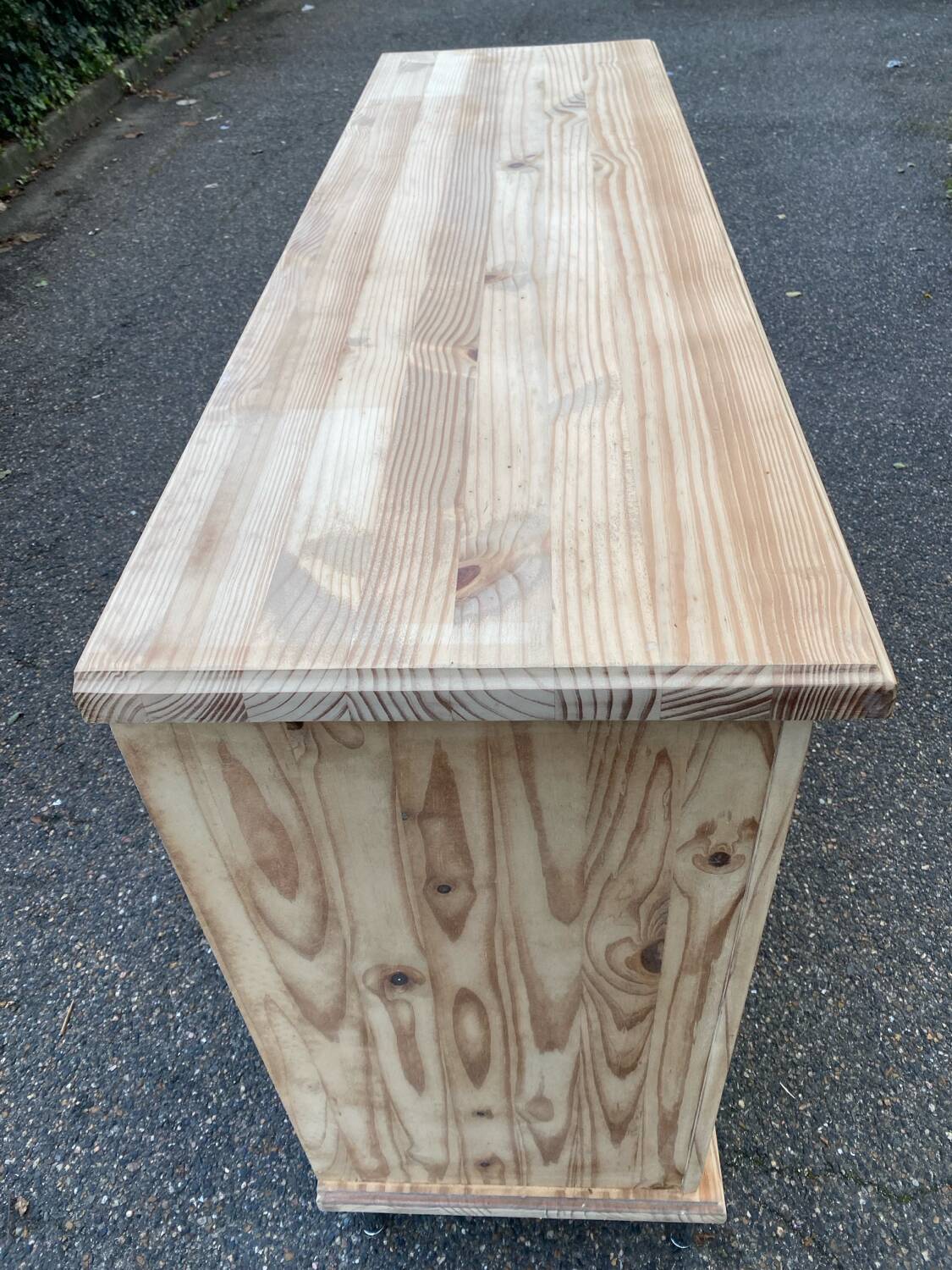 Renovated 3-door sideboard in raw solid wood 147cm