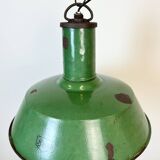 Grande Lampe à Suspension Industrielle en Émail Vert de Revo, 1940s