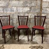 6 Baumann bistro chairs, Parisian beechwood and red ska - old and vintage