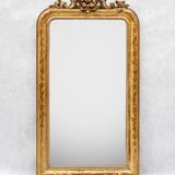19th C Louis Philippe mirror with ornate rose crest