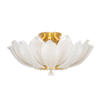 Chandelier 8 lights Novaresi gold metal 1970s vintage modernariate