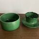 Foucart Jourdan Green glazed earthenware butter dish with water reservoir, 1960