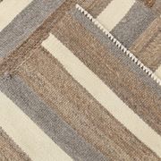 Contemporary Brown & Beige Striped Motifs Vintage Kilim Rug, 226x306Cm