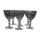 Set of wine glasses engraved glass 1950s.
