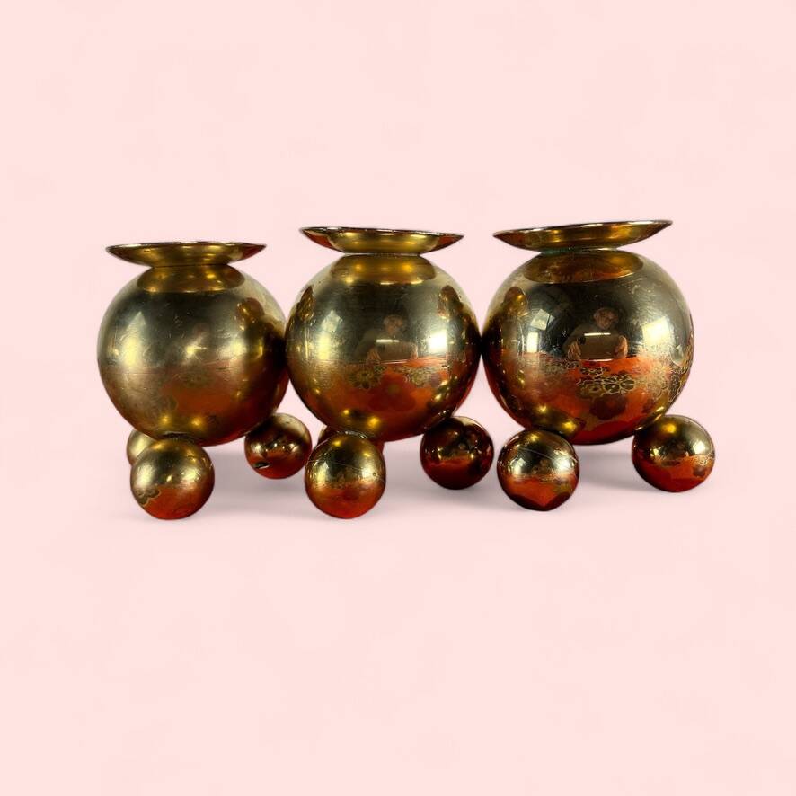 Vintage brass candlesticks Gusum Sweden 1980 x3