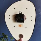 Vintage formica clock asymmetrical silent wall clock "SMI yellow black"