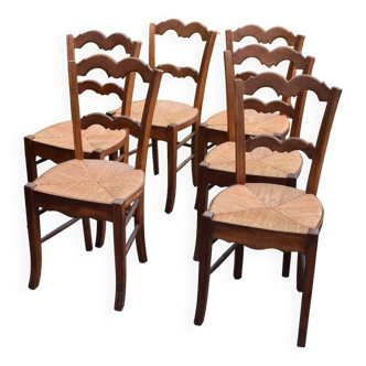 6 Chaises Merisier assise paille