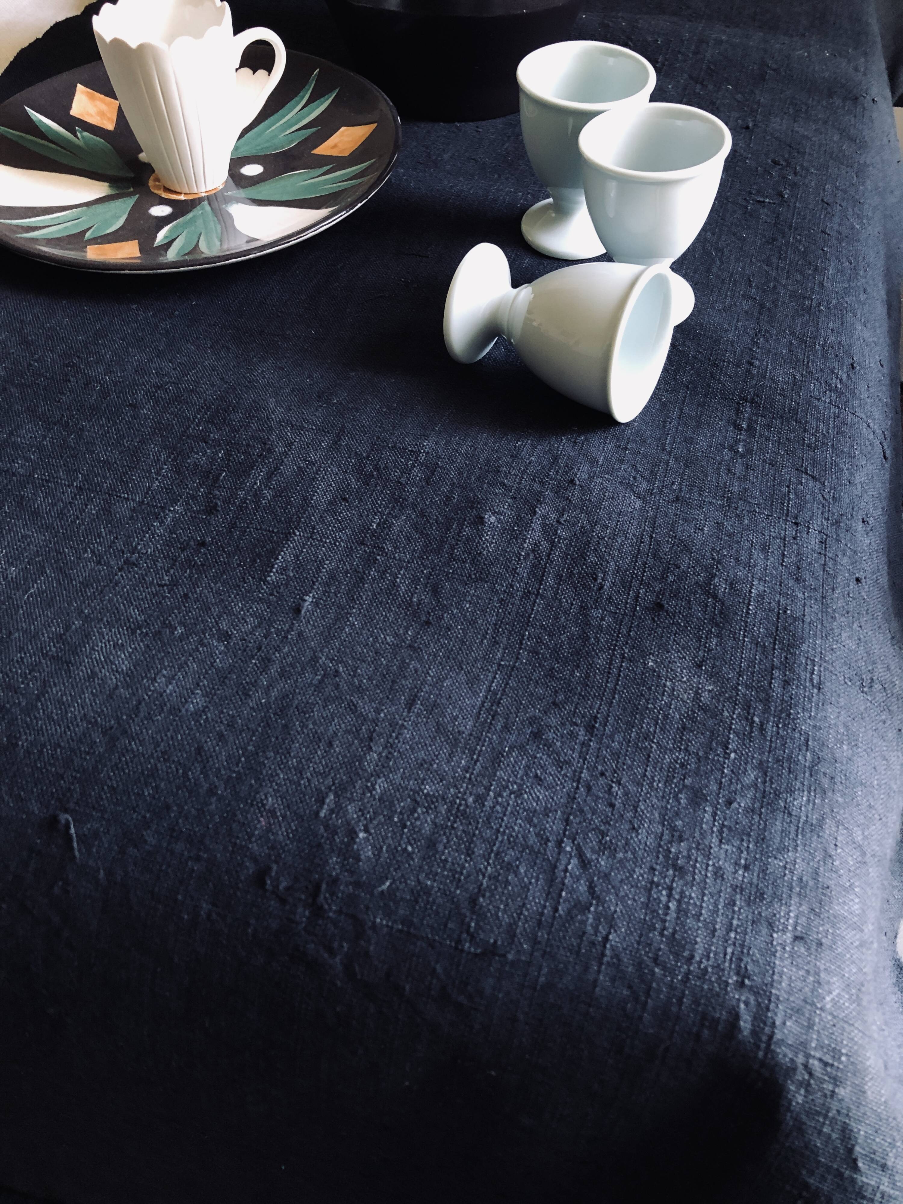 Black tinted hemp harvest tablecloth