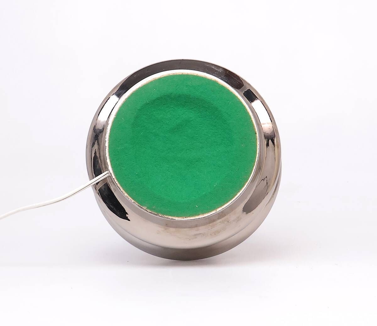 Lampe de table en céramique argentée vintage, années 1970