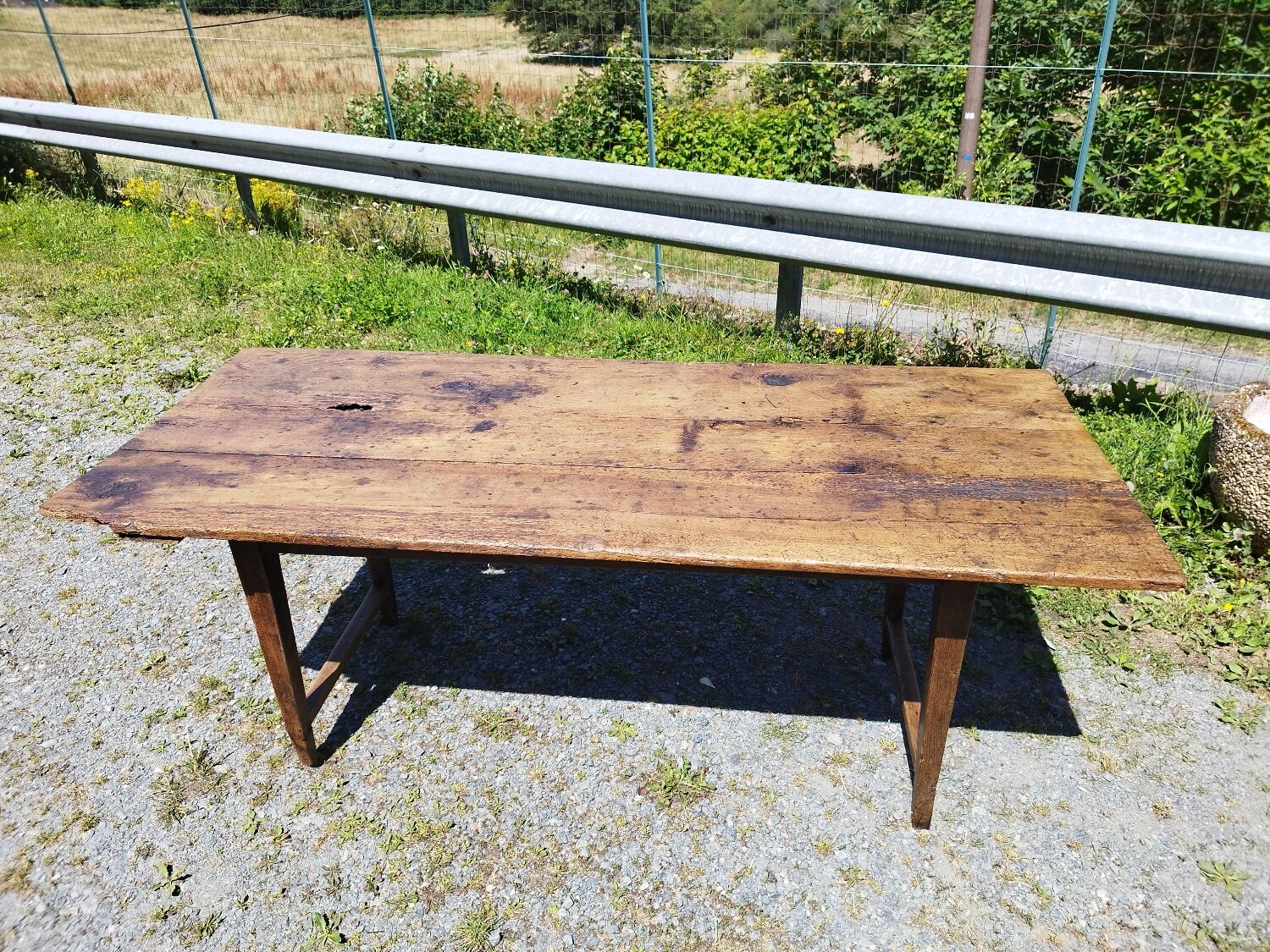 Large rustic farmhouse table bobbin legs