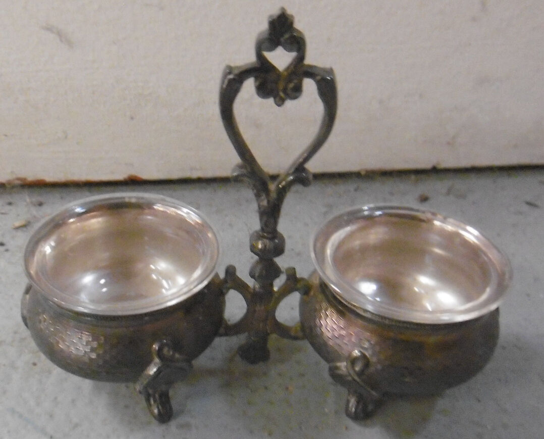 Silver metal table salters - boulenger paris hallmark