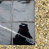 Coffee table in wrought iron and earthenware tiles by Ferlor