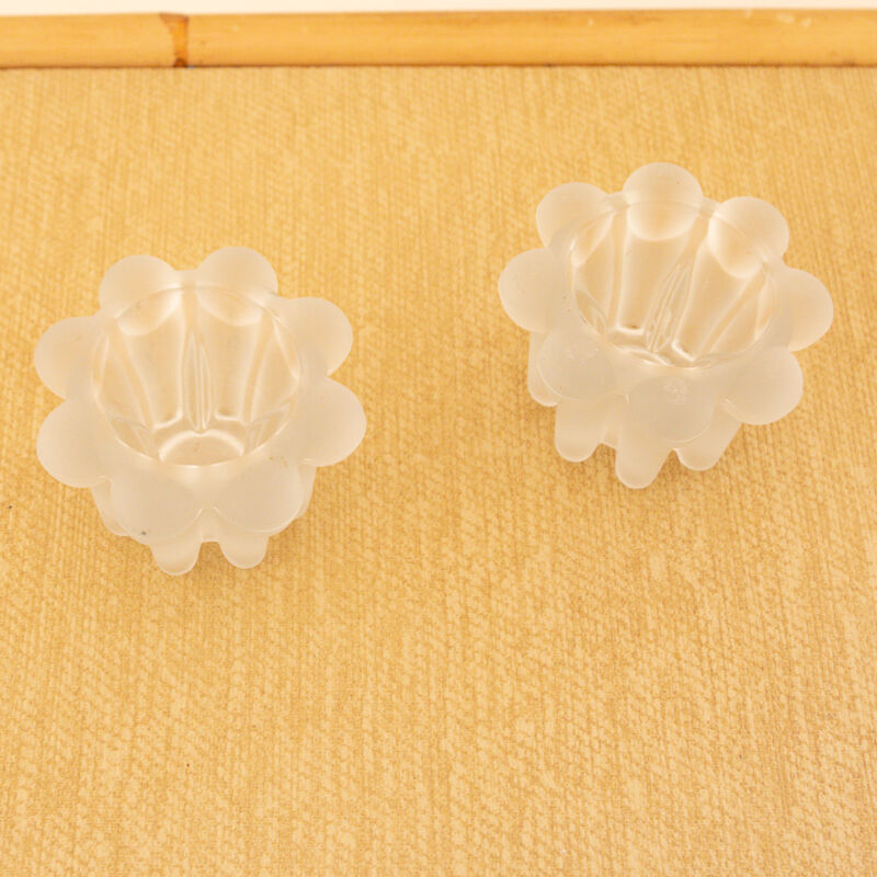 2 matte glass candle holders