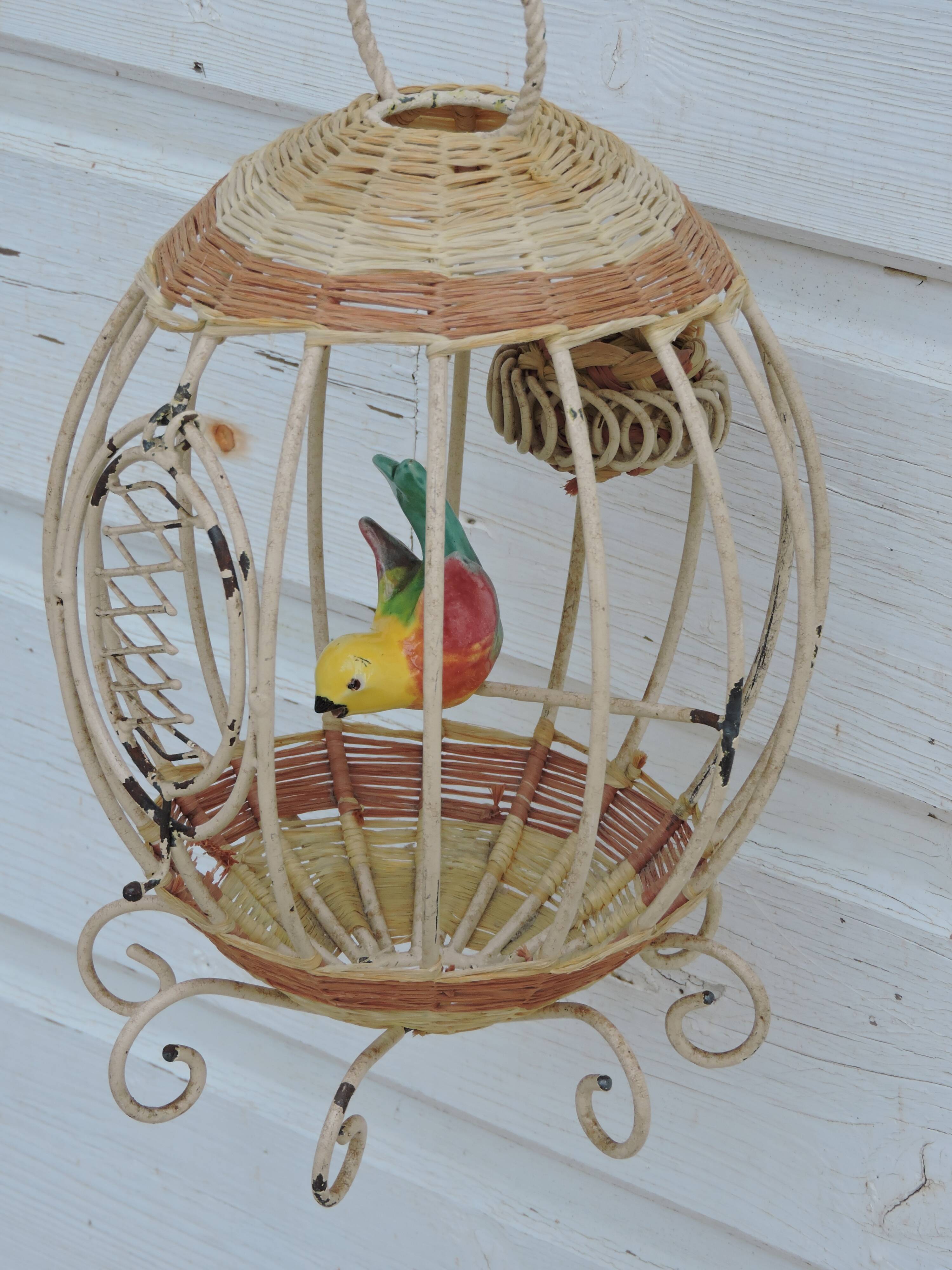 Vintage bird cage wall lamp