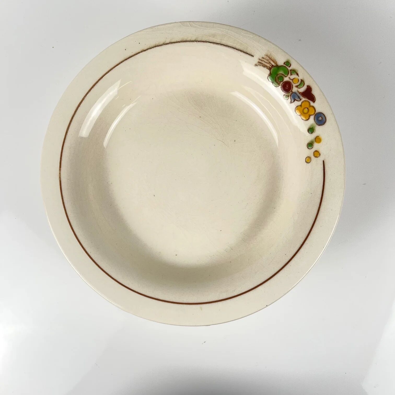 Longwy compote dish, early 20th century, floral decoration.